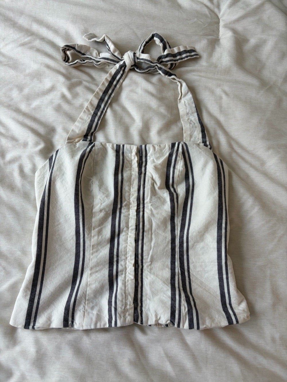 Striped Halter Tie-Back Women's Top